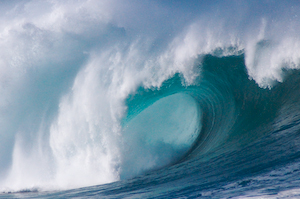 Waimea breaks much harder on the outside that most people imagine. But for the most part, it's hidden. Not so, this time. Coming over like it was in the shorebreak, but it's not. It's all the way outside.